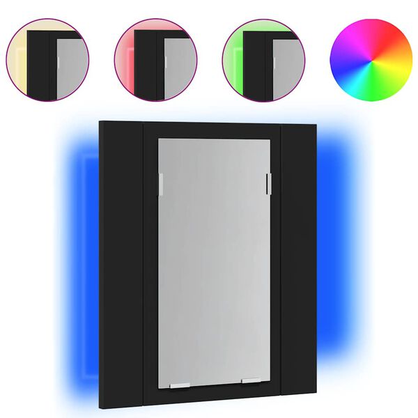 vidaXL LED Bathroom Mirror Cabinet Black 40x12x45 cm Acrylic