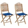 vidaXL Folding Garden Chairs 2 pcs with Cushions Bamboo