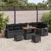 vidaXL Garden Sofa Set Height-Adjustable 9 pcs Black Poly Rattan