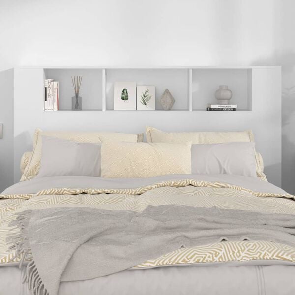 vidaXL Headboard Cabinet White 160x18.5x104.5 cm