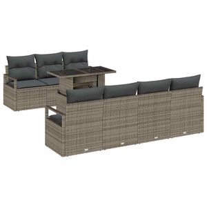 vidaXL Garden Sofa Set with Cushion 8 pcs Grey Poly rattan