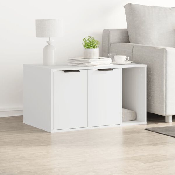 vidaXL Cat Litter Box Enclosure White 80x50x45 cm Engineered Wood