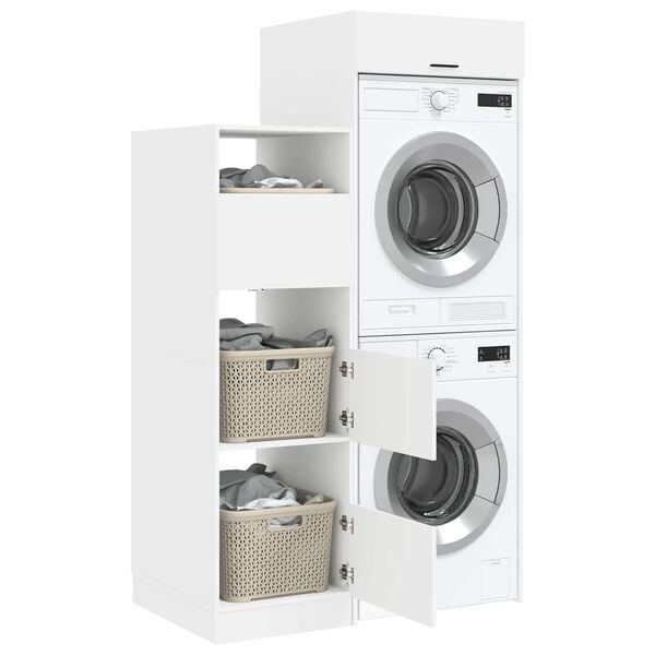 vidaXL Laundry Cabinet Set with Storage 2 pcs White Engineered wood