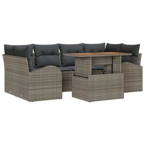 vidaXL Garden Sofa Set with Storage 7 pcs Grey Poly rattan