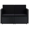 vidaXL 2 Seater Garden Sofa with Cushions Black Poly Rattan
