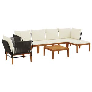 vidaXL 7 pcs Solid Acacia Wood & Rope Natural