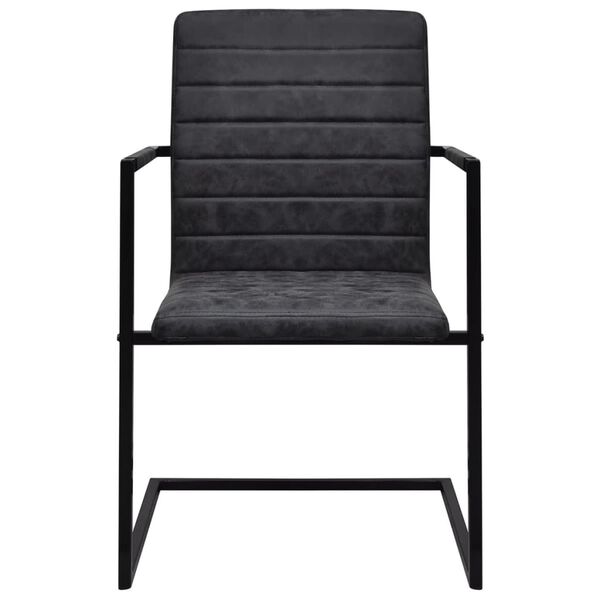 vidaXL Cantilever Dining Chairs 6 pcs Black Faux Leather