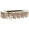 vidaXL 13 Piece Garden Dining Set with Cushions Beige Poly Rattan