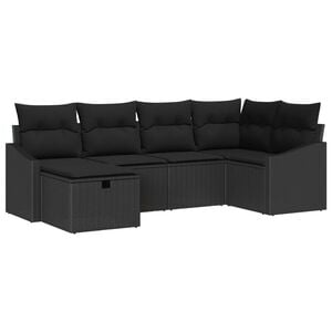 vidaXL Sofa Set with Cushion with Storage 6 pcs Black Poly Rattan