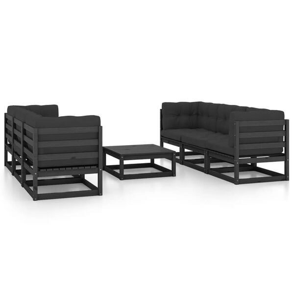 vidaXL 7 Piece Garden Lounge Set with Cushions Solid Pinewood