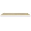 vidaXL Floating Wall Shelf Oak and White 60x23.5x3.8 cm MDF