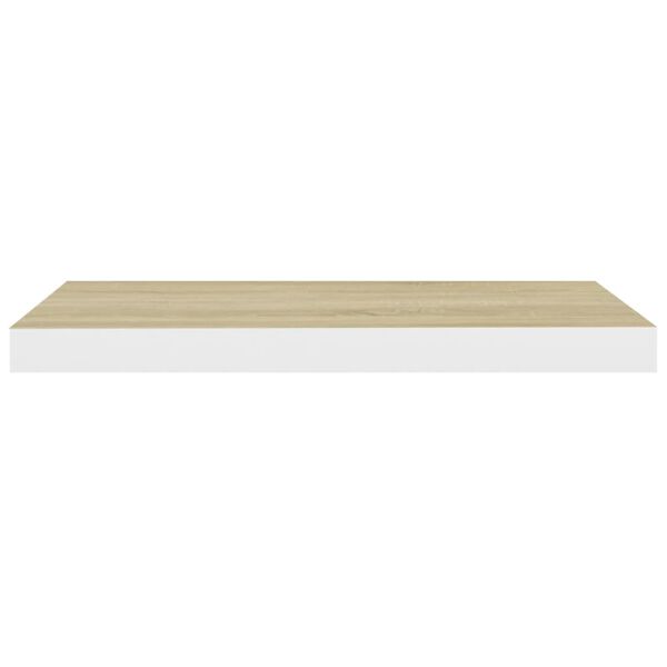 vidaXL Floating Wall Shelf Oak and White 60x23.5x3.8 cm MDF