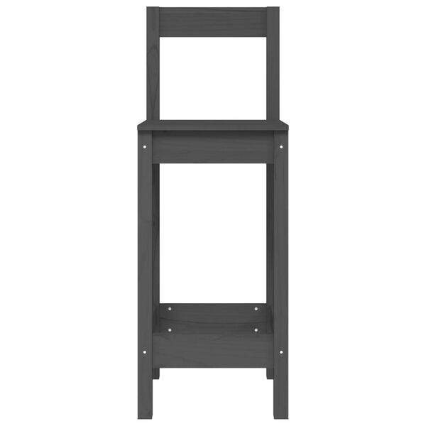 vidaXL Bar Chairs 2 pcs Grey 40x41.5x112 cm Solid Wood Pine