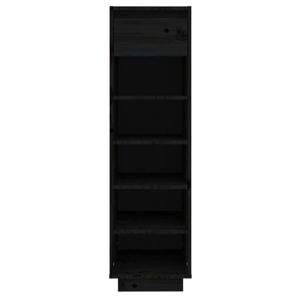 vidaXL Shoe Cabinet Black 30x34x105 cm Solid Wood Pine