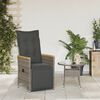vidaXL Reclining Garden Chair with Cushions Grey Poly Rattan