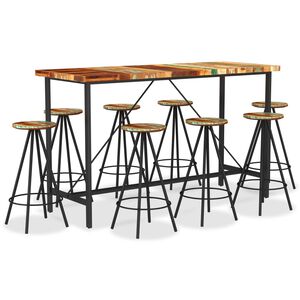 vidaXL Bar Set | Multicolour | Solid Reclaimed Wood, Steel | Durable | Bar Set