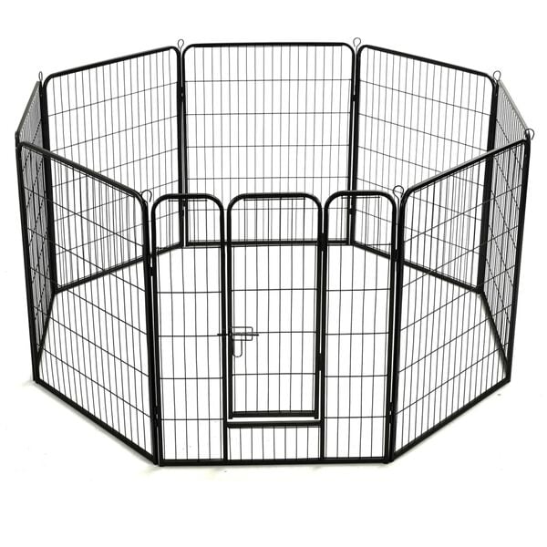 vidaXL Dog Playpen 8 Panels Steel 80x100 cm Black