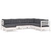 vidaXL 7 Piece Garden Lounge Set with Cushions White Solid Pinewood