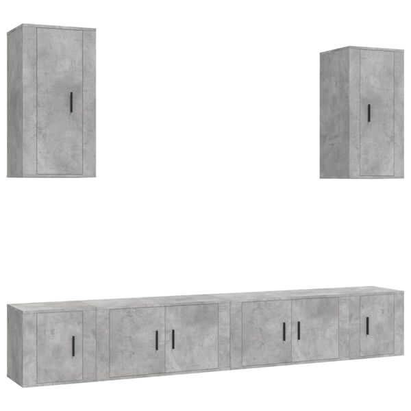 vidaXL 6 Piece TV Cabinet Set Concrete Grey Engineered Wood