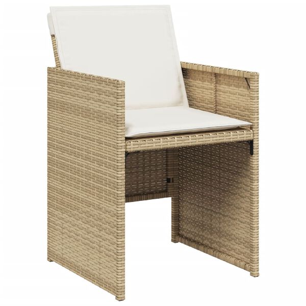 vidaXL Garden Chairs with Cushions 4 pcs Beige Poly Rattan