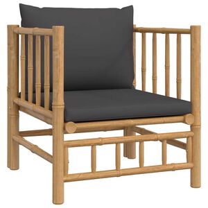 vidaXL Garden Sofa with Dark Grey Cushions Bamboo