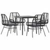 vidaXL 5 Piece Garden Dining Set with Cushions Black Poly Rattan Glass