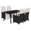 vidaXL 5 Piece Garden Dining Set with Cushions Black Poly Rattan