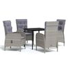 vidaXL 5 Piece Garden Dining Set with Cushions Grey and Black