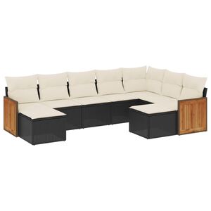 vidaXL 9 Piece Garden Sofa Set with Cushions Black Poly Rattan