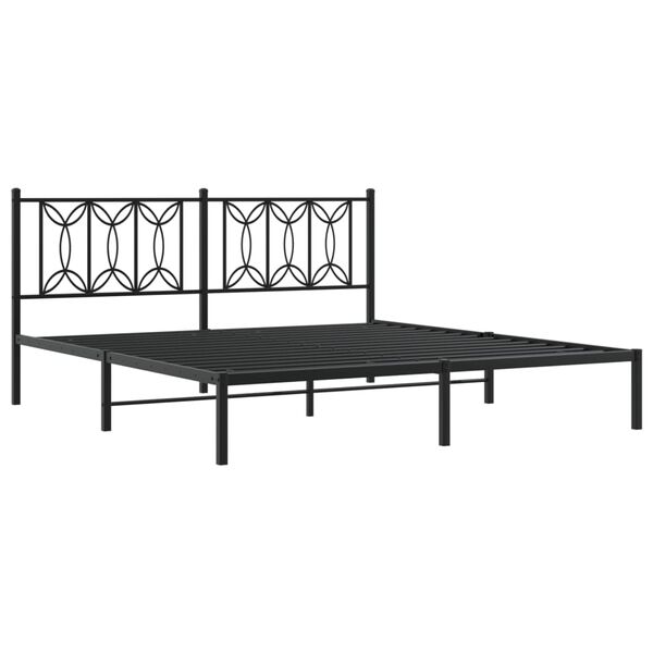 vidaXL Metal Bed Frame without Mattress with Headboard Black 180x200cm