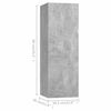 vidaXL TV Cabinets 2 pcs Concrete Grey 30.5x30x90 cm Engineered Wood