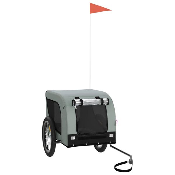vidaXL Pet Bike Trailer Grey and Black Oxford Fabric and Iron