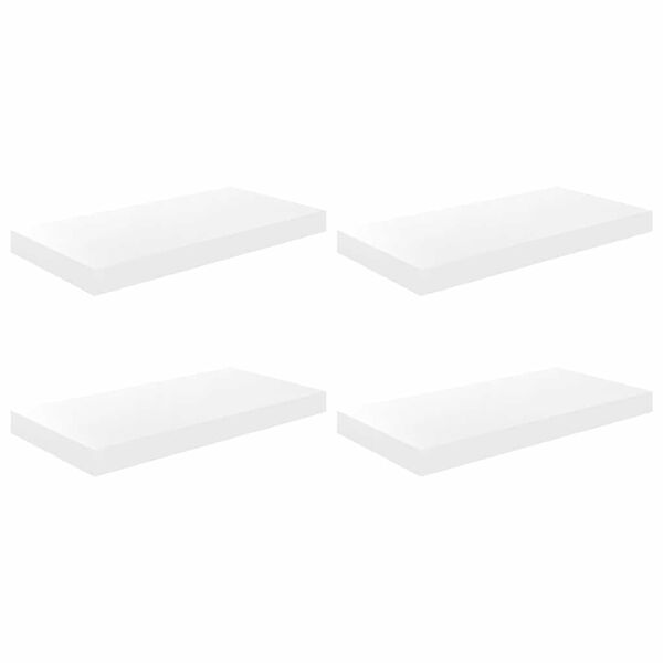 vidaXL Floating Wall Shelves 4 pcs High Gloss White 50x23x3.8 cm MDF