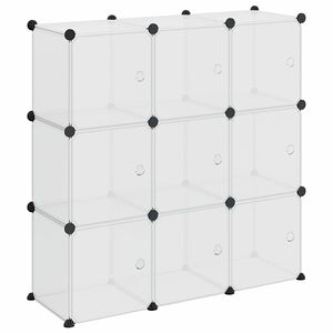vidaXL Storage Cube Organiser with 9 Cubes and Doors Transparent PP