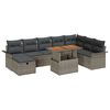vidaXL Garden Sofa Set with Cushion 9 pcs Grey Poly Rattan