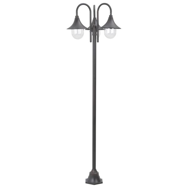 vidaXL Garden Post Light E27 220 cm Aluminium 3-Lantern Bronze