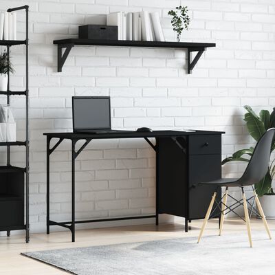 vidaXL Computer Desk Black 131x48x75 cm Engineered Wood
