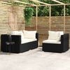 vidaXL 3 Piece Garden Lounge Set with Cushions Black Poly Rattan