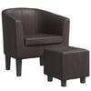 vidaXL Tub Chair with Footstool Brown Faux Leather