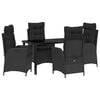 vidaXL Garden Dining Set 5 pcs Black Poly Rattan