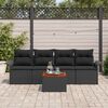 vidaXL Garden Sofa Set with Cushion 5 pcs Black Poly Rattan