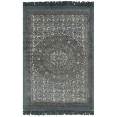 vidaXL Kilim Rug Cotton 120x180 cm with Pattern Grey