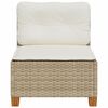 vidaXL Garden Sofa Armless with Cushions Beige Poly Rattan