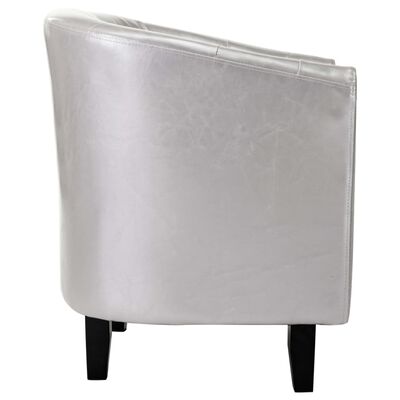 vidaXL Tub Chair Silver Faux Leather
