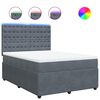 vidaXL Box Spring Bed with Mattress Dark Grey Queen Velvet
