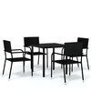 vidaXL 5 Piece Garden Dining Set Black