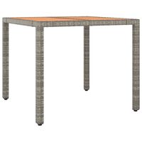 vidaXL Garden Table with Wooden Top Grey Poly Rattan&Solid Wood Acacia