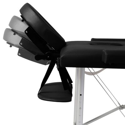 vidaXL Black Foldable Massage Table 2 Zones with Aluminium Frame