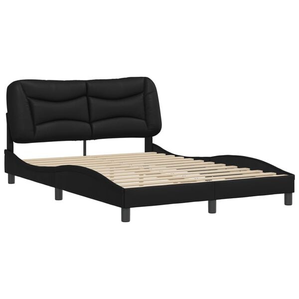 vidaXL Bed Frame without Mattress "Hvar" Black 137x190 cm Double Faux Leather