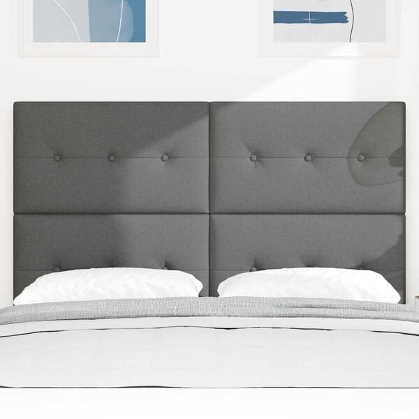 vidaXL Headboard with Headboard Dark Grey 144 cm Faux Leather